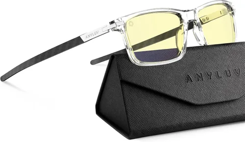 Miniatura 8 de ANYLUV Blue Light Glasses for Men,Rectangle Business Style Glasses, Carbon Fiber Straight Legs Glasses for Eye Protection
