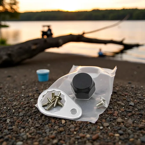 Miniatura 2 de Tornillos de carrete de pesca M7, tapas de tuerca, mango de carrete de pesca de metal, tuercas de manivela y placa de bloqueo de repuesto para placa