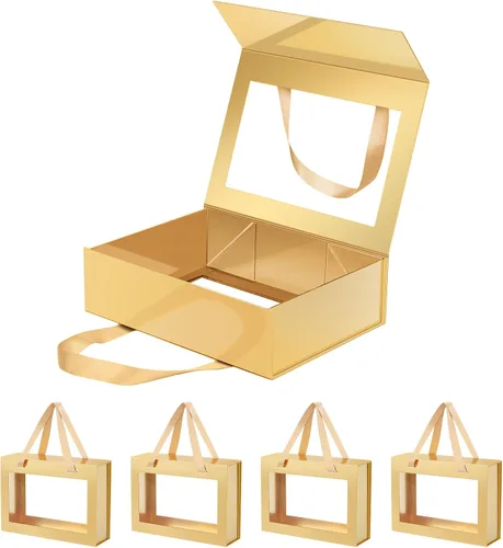 Miniatura 42 de Caja de regalo negra con ventana, caja de regalo magnética transparente para regalo, caja de propuesta de padrino de boda (10.5 x 7.5 x 3 pulgadas)