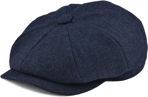 Miniatura 9 de BOTVELA Sombrero de tweed de espiga de 8 paneles de mezcla de lana para hombre
