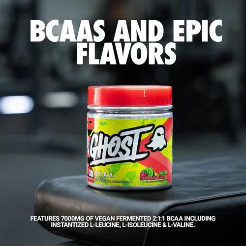 Miniatura 2 de GHOST BCAA Polvo de Aminoácidos Suplemento, Kiwi Strawberry - 30 Porciones - Sin Azúcar Intra, Post y Pre Entrenamiento Polvo de Aminoácidos