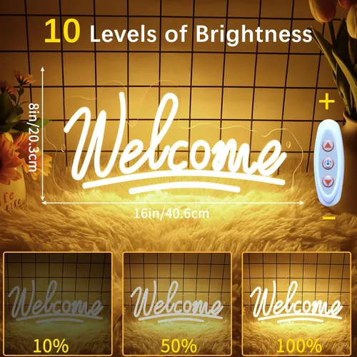Miniatura 3 de Letrero de neón de bienvenida con luz LED de neón para negocios, letrero de negocios para ventana de tienda, tienda de vidrio, floristas, bares
