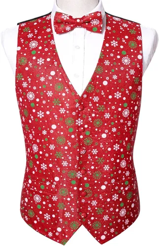 Miniatura 3 de Barry.Wang Chaleco de traje de Navidad para hombre, chaleco de Navidad, corbatacorbatín, esmoquin para fiesta