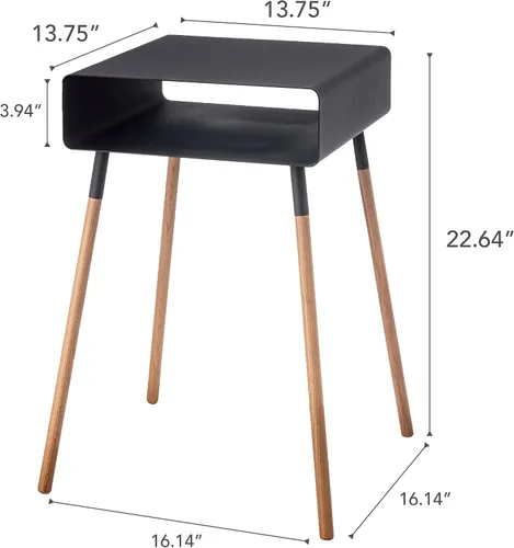 Miniatura 3 de YAMAZAKI Home Mesa auxiliar lisa con estante de almacenamiento abierto, acento rectangular que ahorra espacio, sala de estar, dormitorio, sofá, mesa