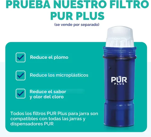 Miniatura 8 de PUR Jarra con filtro de agua de 7 tazas, más limpia, agua de gran sabor, apta para lavavajillas, potente, filtración más rápida, diseño de tapa
