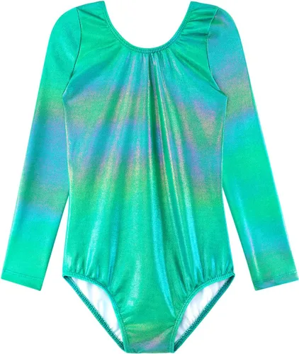 Miniatura 88 de HOZIY - Leotardos de manga larga para niñas, de gimnasia, para niños pequeños, trajes florales de unicornio, galaxia, arco iris, patrón de rayas