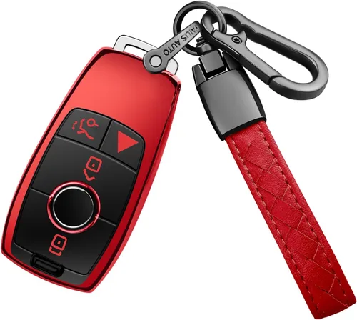 Miniatura 8 de Funda para llavero Mercedes Benz con llavero, carcasa de protección completa de TPU suave compatible con Mercedes Benz Clase E, Clase S desde 2018