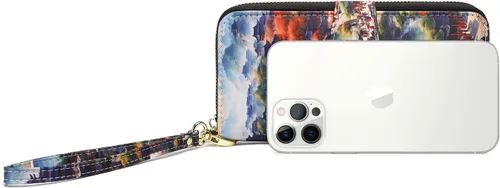 Miniatura 124 de Cartera de mano para mujer, estilo bohemio, con RFID, elegante, espaciosa con correa para viajes, capacidad para tarjetas, teléfono, dinero