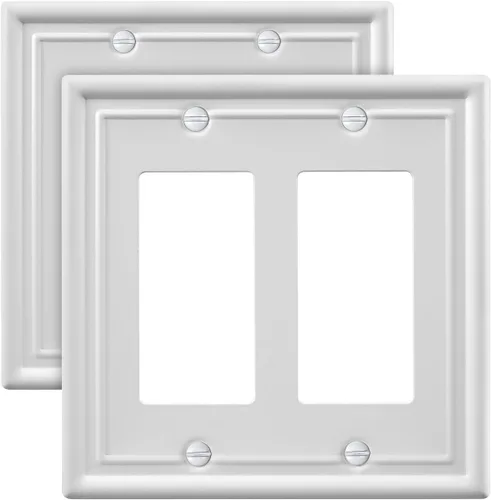 Miniatura 18 de Paquete de 2 placas decorativas de pared, placa de cubierta de toma de corriente eléctrica de níquel satinado para receptáculo, interruptor