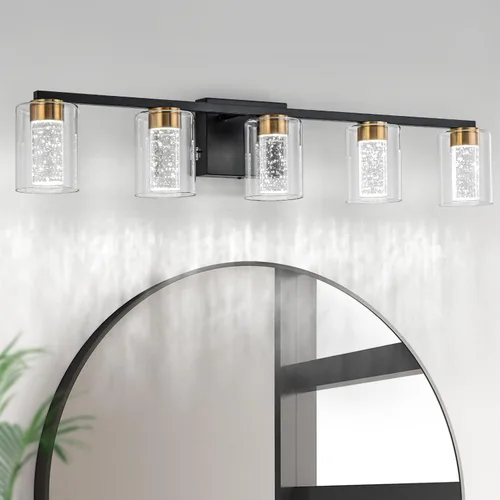 Miniatura 20 de SineRise Lámpara de tocador dorada de 3 luces con 3 modos de color (3000K/4000K/6000K), Accesorio de luz LED para baño con protección ocular, Luz
