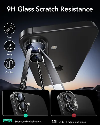 Miniatura 6 de ESR Protector de Lente de Cámara para iPhone 15/15 Plus/14/14 Plus, Protectores de Lente Individuales Ultrarresistentes HD, Resistente a Arañazos