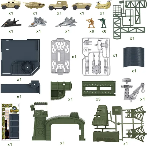 Miniatura 6 de Juego de base militar de 47 piezas, juego de hombres del ejército con accesorios de vehículos, soldado ejército y mapa de juego, mini tanque