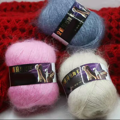Miniatura 9 de Surakey 2 rollos de madejas de mohair de hilo de ganchillo para tejer, 1.48 oz, madejas de punto suaves y esponjosas, madejas de punto para ropa