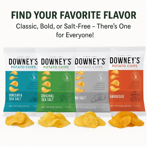 Miniatura 4 de Downey's Papas fritas, papas fritas cocidas en hervidor, aperitivo hecho a mano, lote pequeño, ligero y crujiente, sin gluten, hecho en Michigan