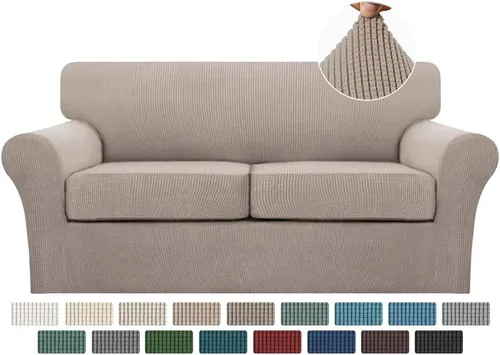 Miniatura 41 de Turquoize 2 fundas para sillas de sala de estar, funda de sofá con fundas de cojín individuales, funda de muebles para sillas (silla, beige biscotti)