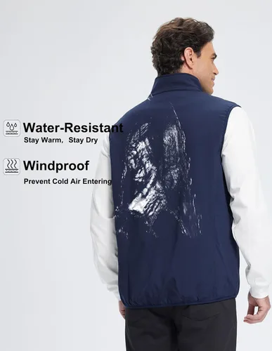 Miniatura 3 de Chaleco Softshell para hombre, forro polar, resistente al viento, sin mangas, para viajes, senderismo, pesca, correr, golf