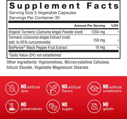 Miniatura 5 de Force Factor Suplemento de curcumina de cúrcuma con pimienta negra, suplemento de apoyo articular con BioPerine para una mayor absorción, sin