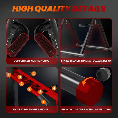 Miniatura 5 de WATBKHE Power Tower Pull Up Dip Station Foldable, Pull Up Bar Station Adjustable, Multi-Function Home Gym, Strength Training Fitness Equipment