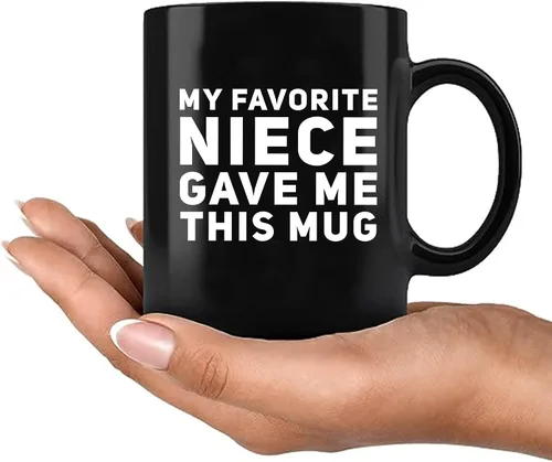 Miniatura 8 de Panvola Mi Sobrina Favorita Me Dio Esta Taza - Taza Divertida para Tío y Tía, Regalos de Sobrina y Sobrino, Día de la Madre, Día del Padre, Negro