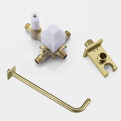 Miniatura 8 de sumerain Grifo de ducha de equilibrio de presión con sistema de ducha de oro cepillado, cabezal de ducha de lluvia cuadrado de 8 pulgadas y ducha