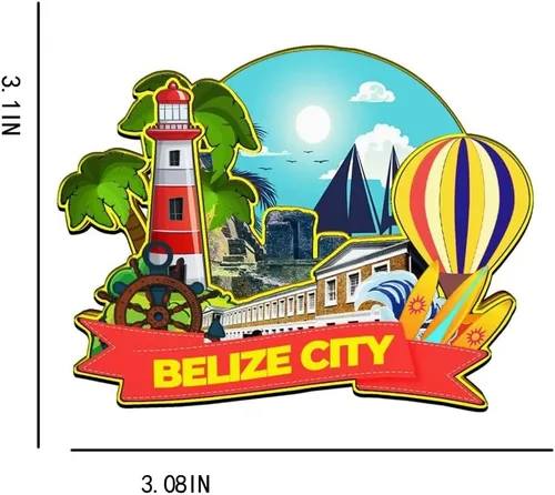 Miniatura 3 de Imán de madera para nevera de la ciudad de Belice Belice, monumentos 3D, recuerdos coleccionables, decoración hecha a mano -2228