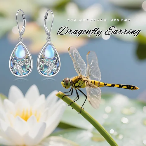 Miniatura 121 de Aretes colgantes de filigrana de plata de ley 925, margarita, loto, flor de rosa, piedra lunar, lágrima para mujer, nudo celta infinito, margarita