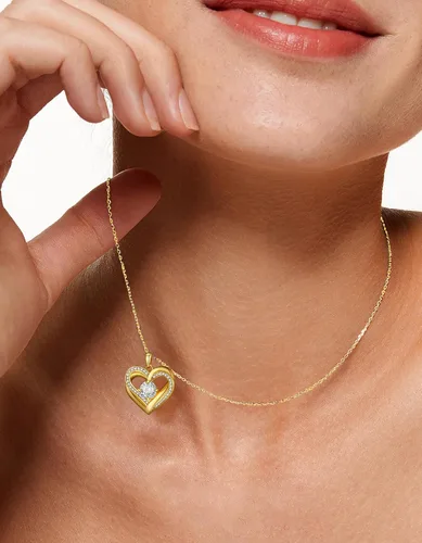 Miniatura 35 de MomentWish Collar de corazón para mujer, moissanita, diamante de imitación, plata de ley 925