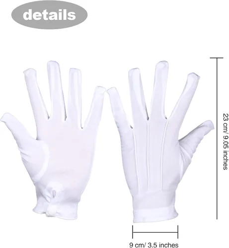 Miniatura 2 de SATINIOR 12 pares de guantes uniformes blancos y negros para hombres y mujeres, guantes de disfraz de desfile para policía, funeral, guardia formal
