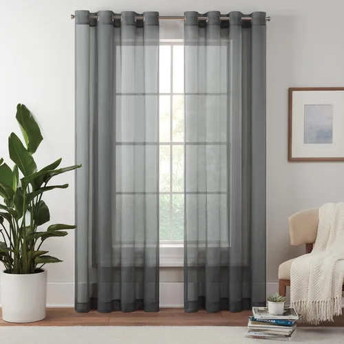 Miniatura 10 de Eclipse Livia - Cortina transparente con bolsillo para barra, 59 x 63 pulgadas, color negro
