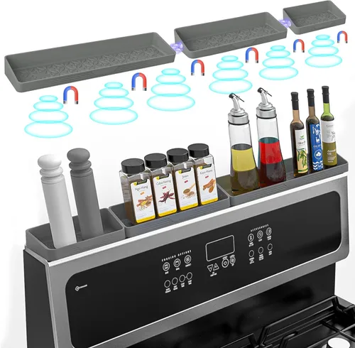 Estante magnético de silicona de 30"/24"/20" para cocina, suave, flexible, fuerte, magnético, resistente al calor, sobre la estufa, estante de 3