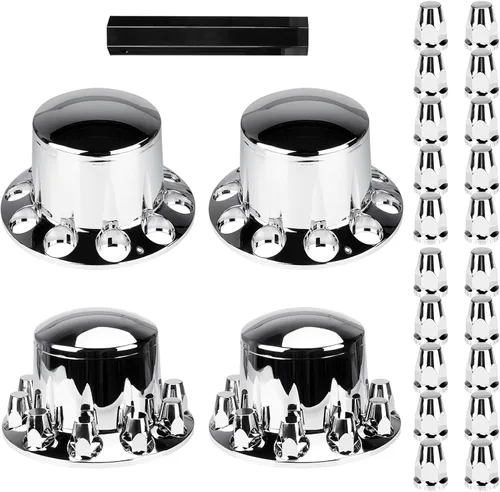Miniatura 10 de Aeagle - Kits de combinación de cubierta de eje domo para ejes de camión semi con tuerca de lengüeta de 33 mm atornillada, plástico ABS cromado, 2