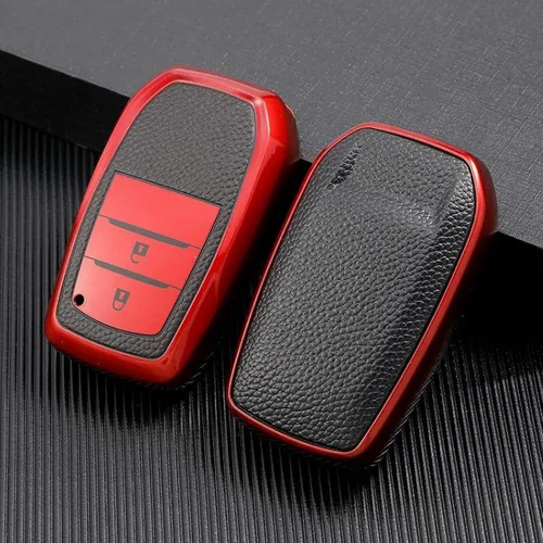 Miniatura 9 de DOUKI Leather TPU Car Key Cover Case Holder, for Toyota RAV4 Crown Hilux Fortuner Innova Camry Land Cruiser Prado Yaris Corolla 55 50
