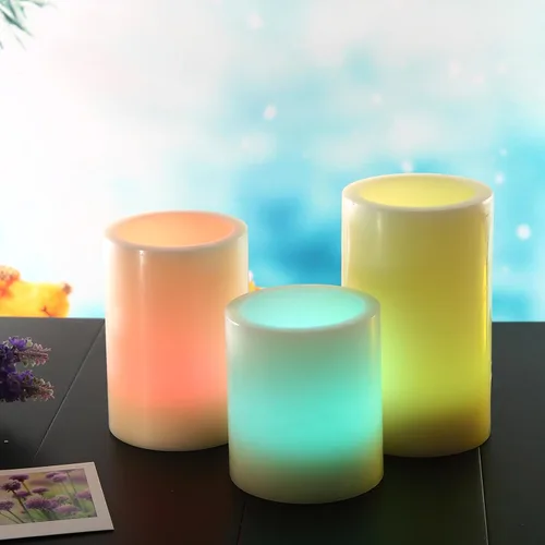 Miniatura 4 de CANDLE CHOICE Velas sin llama que cambian de color a pilas con temporizador remoto, cera real, parpadeante, eléctrica, multicolor, luces LED