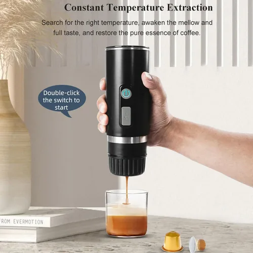 Miniatura 2 de ZJchao Cafetera portátil, 2 en 1, máquina de café universal totalmente automática, cafetera de café con cable de carga tipo C para oficina, camping