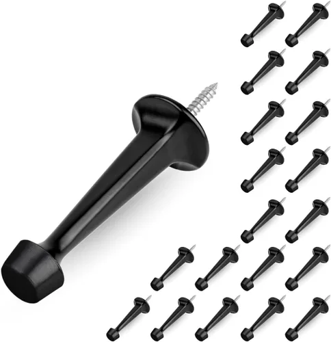 Miniatura 20 de HOMOTEK Paquete de 20 topes de puerta rígidos sólidos resistentes con punta de goma suave, tope de puerta fundido de zinc para proteger la pared