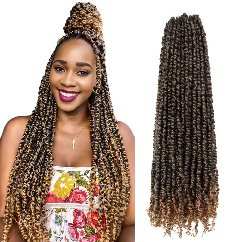 Miniatura 47 de Pelo Passion Twist de 8 pulgadas, trenzas de ganchillo pretrenzadas, paquetes de 8 paquetes (1B/negro natural)