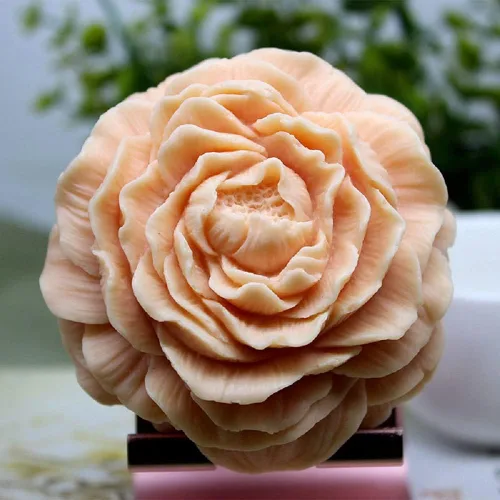 Molde de jabón hecho a mano de flor de peonía de 3 pulgadas, molde de flores para hacer jabón, molde de silicona de peonía para velas de resina,