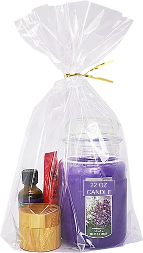 Miniatura 11 de Wowfit 50 bolsas de 10 x 14 pulgadas con fondo acolchado transparente de celofán para regalos con lazos dorados de 6" de Twist, embalaje de celofán