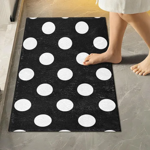 Miniatura 9 de Tapete de baño a cuadros negros y morados, suave, absorbente, lavable, tapete de baño para suelo de baño, tapete de baño antideslizante para baño