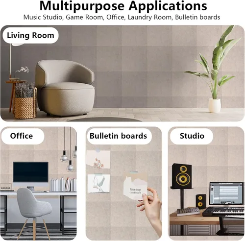 Miniatura 3 de Paneles acústicos de pared, azulejos con cancelación de ruido para estudio en casa y oficina, a prueba de sonido de calidad, paneles de espuma a