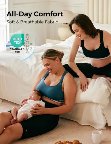 Miniatura 5 de Momcozy Sujetadores de lactancia para lactancia, FB011 de bajo impacto sujetador deportivo de enfermería soporte de maternidad embarazo acolchado
