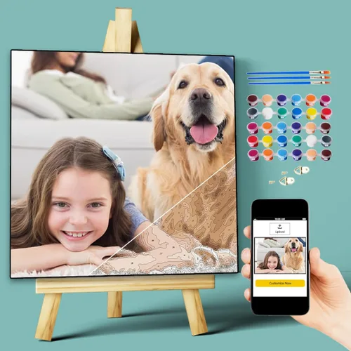 EGUEGU Pintura personalizada por números de fotos, personaliza pintura de lienzo por números para principiantes, kits de pintura al óleo digital Con