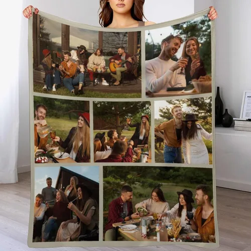 Miniatura 7 de M YESCUSTOM Manta personalizada con imagen y texto, manta personalizada de collage de fotos, mantas de vellón personalizadas para regalo de 1 imagen