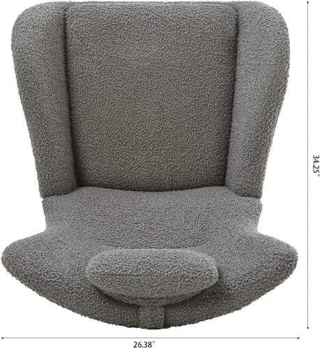 Miniatura 6 de CuisinSmart Mecedora tapizada de peluche para guardería, moderna silla mecedora con respaldo alto, mecedora interior para sala de estar, dormitorio