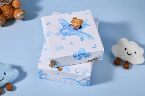 Miniatura 3 de Sikiweiter Papel de Regalo para Baby Shower – 17 pulgadas x 16.4 pies – Rollo de Papel de Regalo con Oso de Peluche para Regalos de Baby Shower