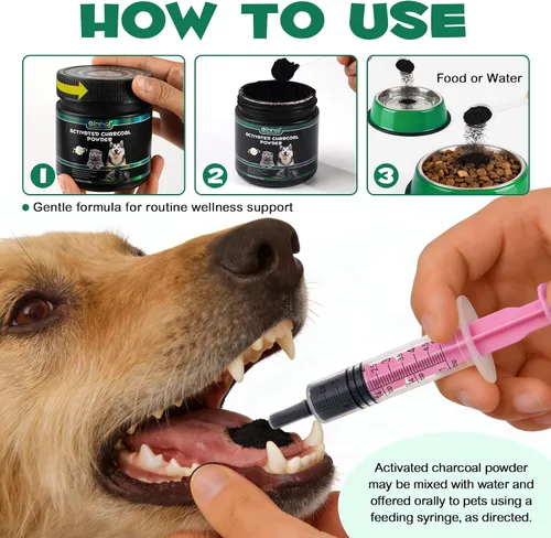 Miniatura 5 de ALIVO Polvo de carbón activado para perros, gatos, suplemento de salud en polvo de carbón activado, apoya el bienestar digestivo y la frescura oral