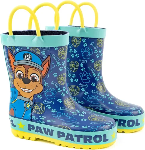 Paw Patrol Botas de agua para niños Botas Wellington de lluvia azul para niños Chase Toddler zapatos resistentes al agua para caminar con asas de
