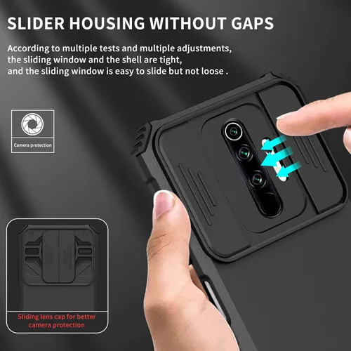 Miniatura 3 de Asuwish Funda de teléfono para Xiaomi Redmi Note 8 Pro con protector de pantalla de vidrio templado y cubierta de cámara deslizante Soporte Soporte