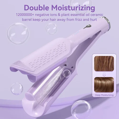 Miniatura 3 de Rizador de Cabello Ondulador de 1.25 Pulgadas, Rizador de Ondas Rovy con Protección Anti-Quemaduras, Rizador de Cabello de Ondas Profundas Iónico