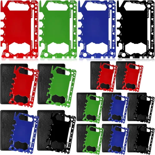 Miniatura 7 de Cholemy 12 carteras para tarjetas de crédito, multiherramienta 46 en 1, herramienta de bolsillo de supervivencia de acero inoxidable, multiusos